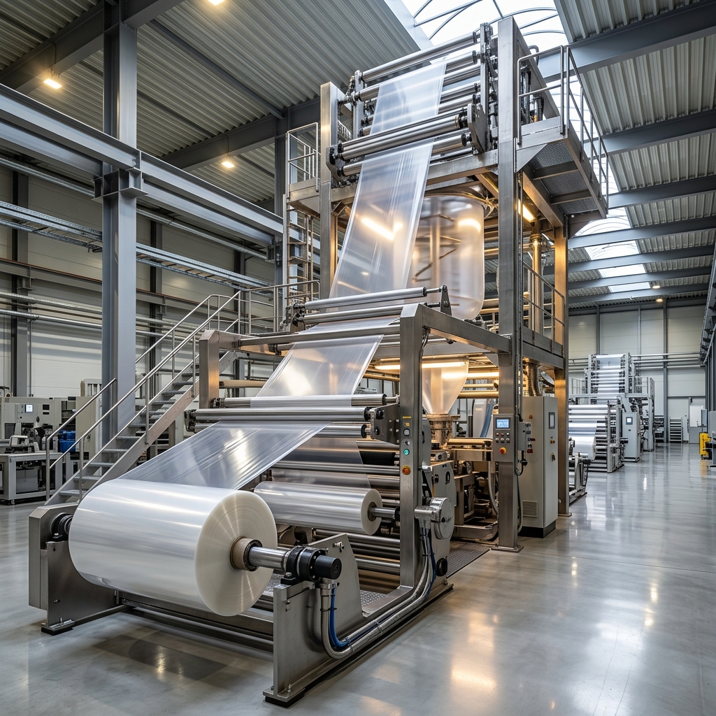 Moderna planta de extrusión de polietileno de alta tecnología, maquinaria industrial para bolsas y rollos